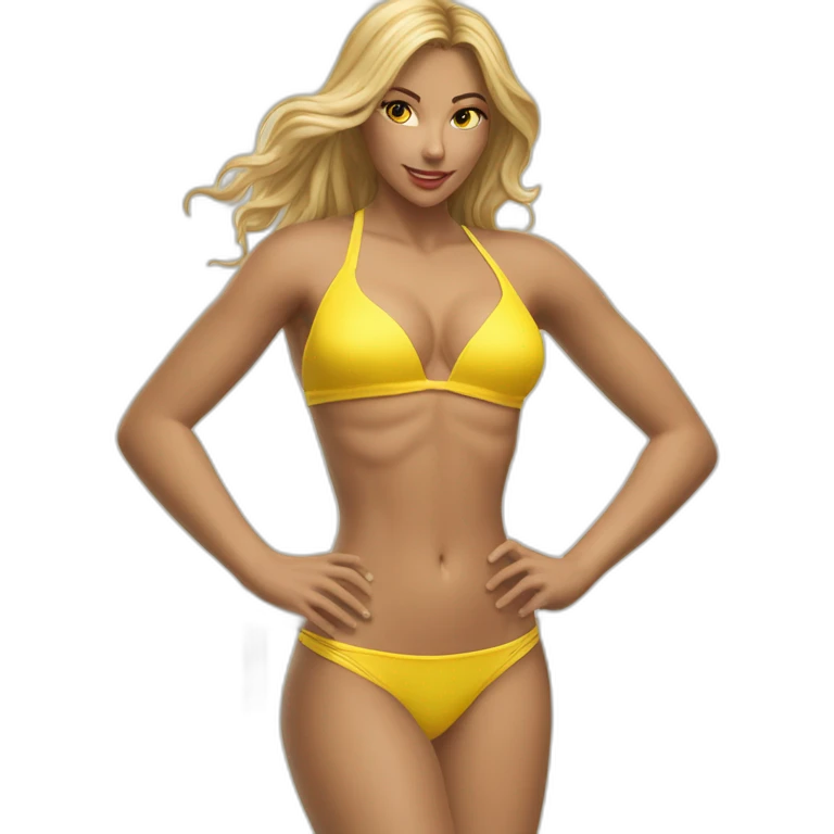 sexy-pose-soft-fit-caucasian-woman-yellow-bikini-(beach-body)-bed-realistic emoji