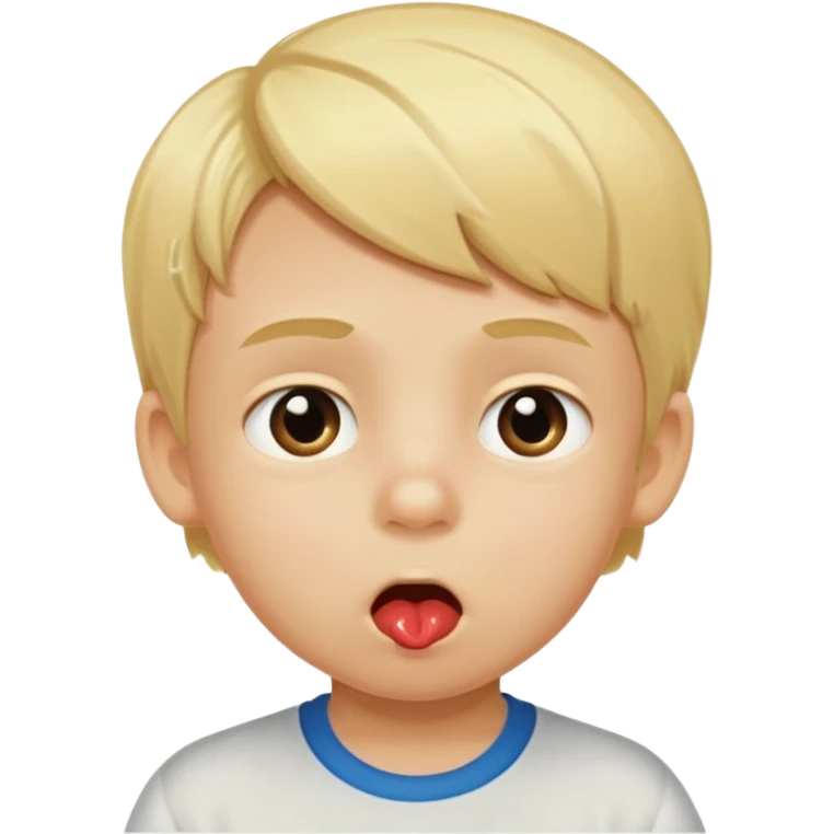 Blonde kid drooling with numbers 67 next to him  emoji