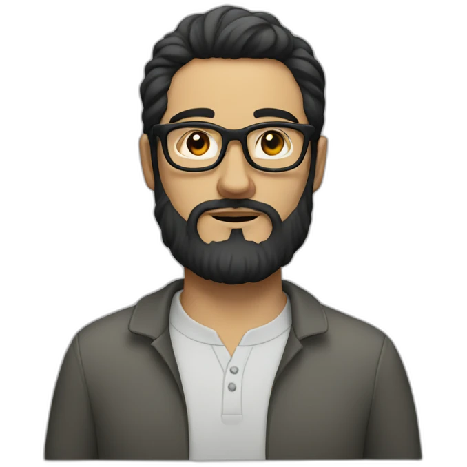 White man with a black beard and round glasses emoji