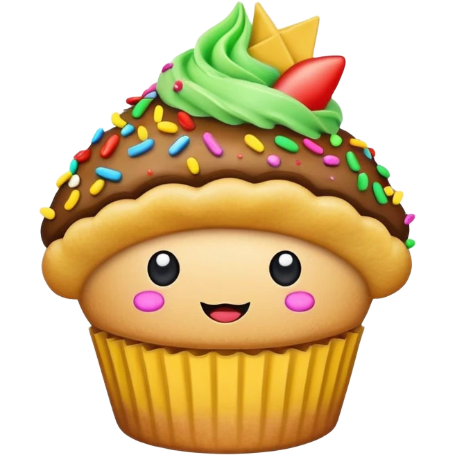 Cupcake with taco hat emoji