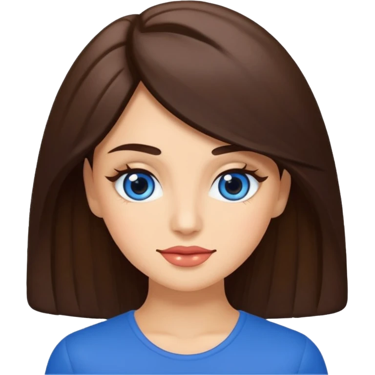 Memoji piel morena ojos cafés cabello largo color azul con esté 🖕🏻emoji emoji