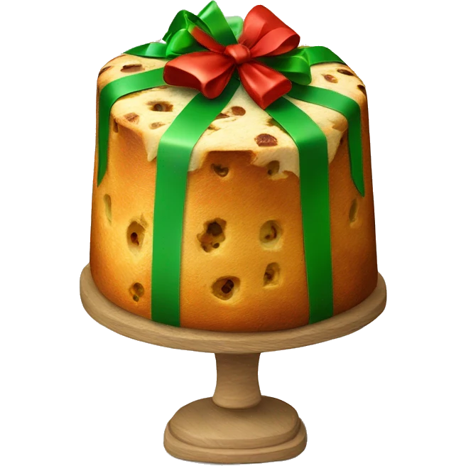 Christmas panettone with green and red bow emoji
