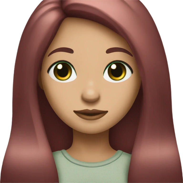 Girl with burgundy straight long hair and dark green eyes, fair skin and eyelashes  emoji