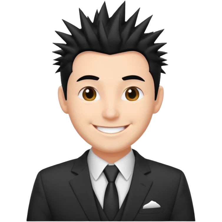 fat spiky haired happy man with suit emoji