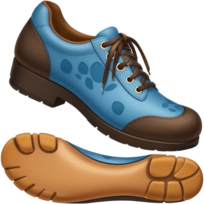 a shoe with a foot inside, stepping and showing a clear shoe print below. and leg







 emoji