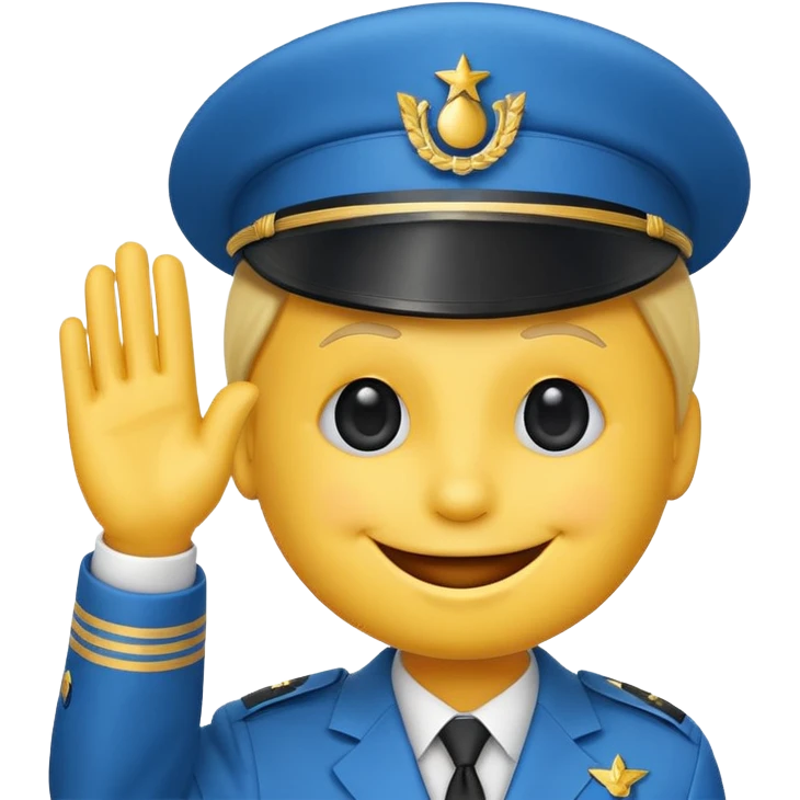 Blue smiley face saluting emoji
