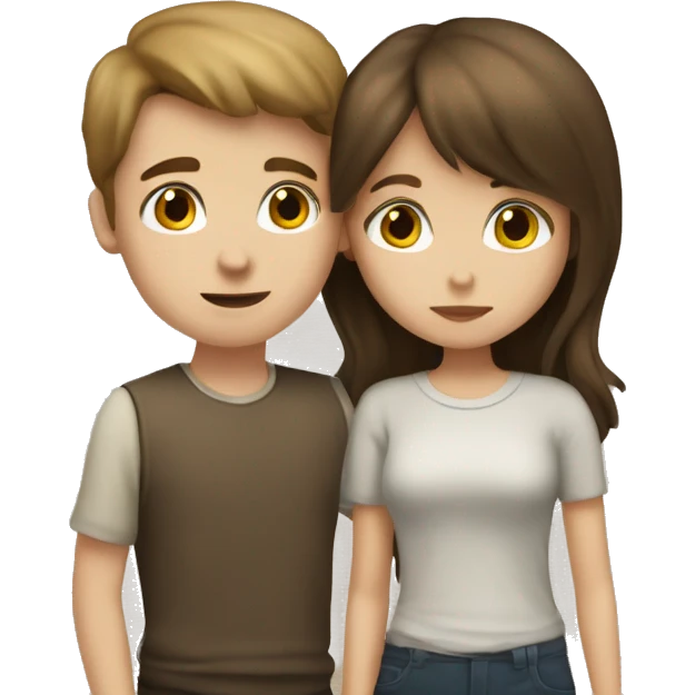 A pale brunette boy and a pale brown-haired girl kissing emoji