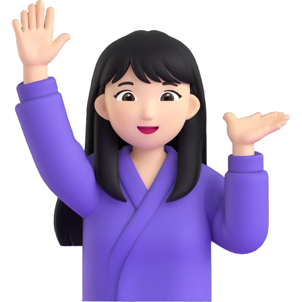 Asian woman with long black straight hair with bangs cheering for Doosan Bears baseball team emoji