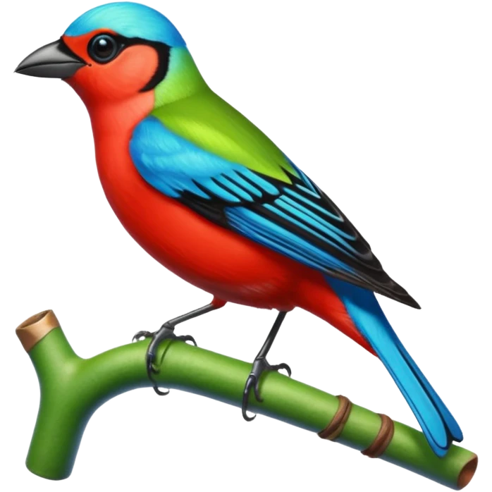 Still life, hyperrealistic, bold and bright, highly detailed, Red-necked Tanager, 8k. No emoji icons, no emoji faces, no human figures  emoji