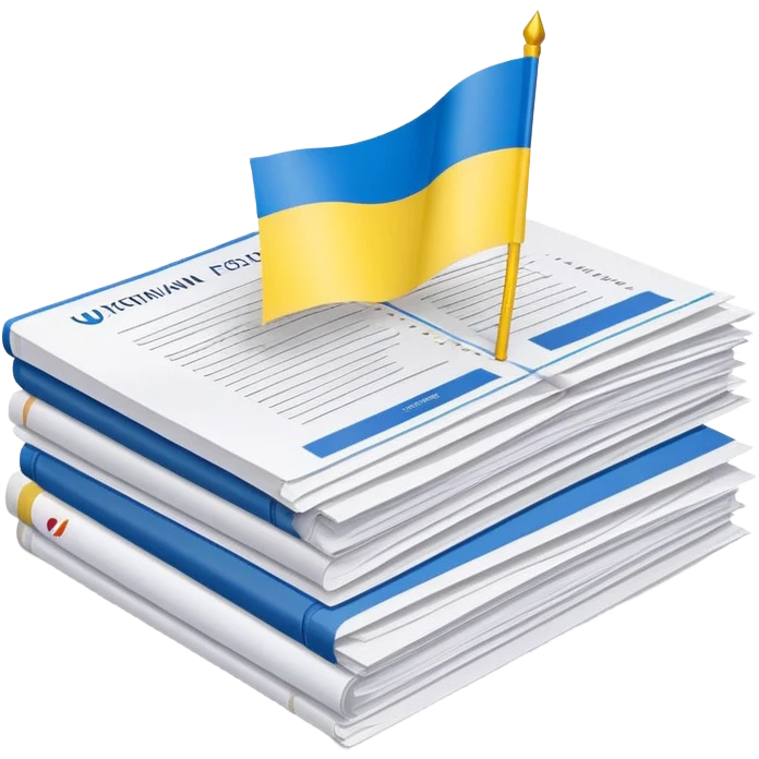 stack of official documents with Ukrainian flag emoji