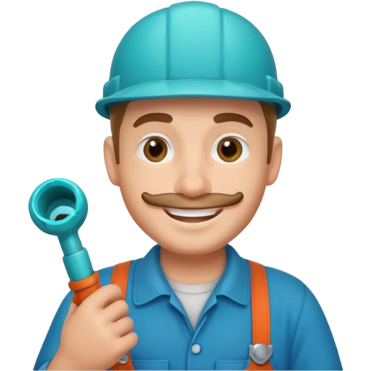 plumber holding a turquoise pipe, simple and clear emoji
