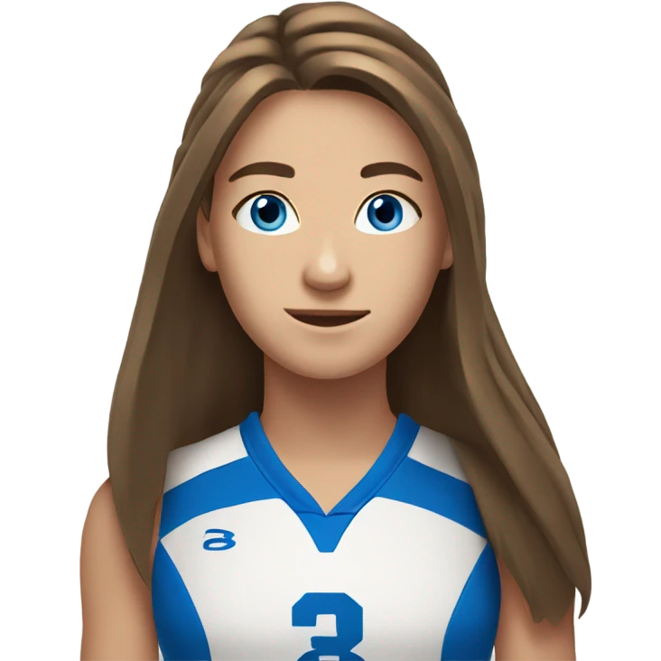 Volleyball teen player with long brown hair and blue eyes  emoji
