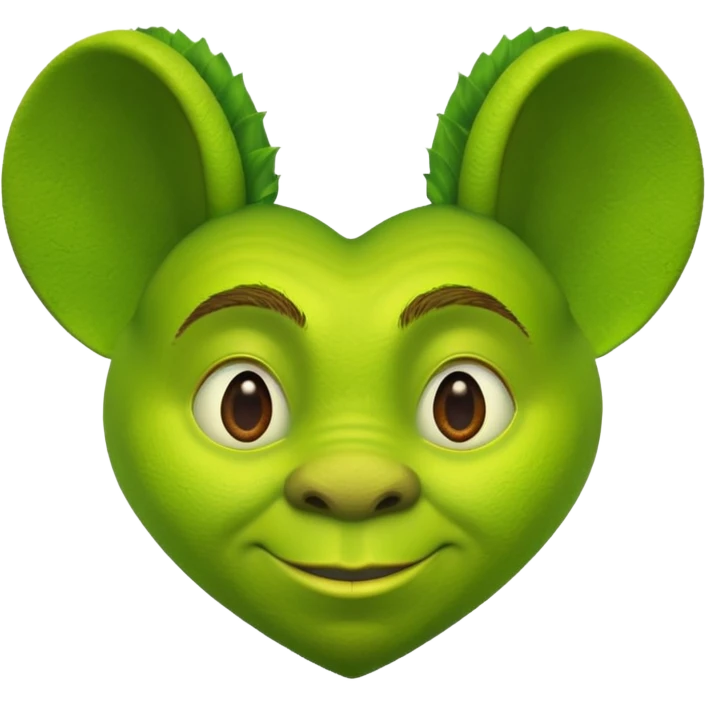 green heart emoji but with shrek ears (no face within heart) emoji