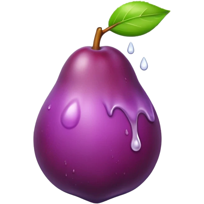 A plum leaking white liquid  emoji