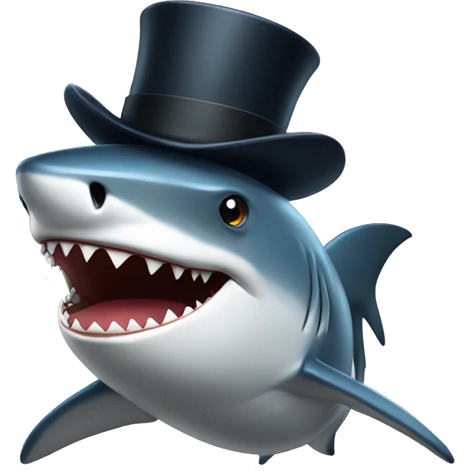 Shark with a top hat emoji