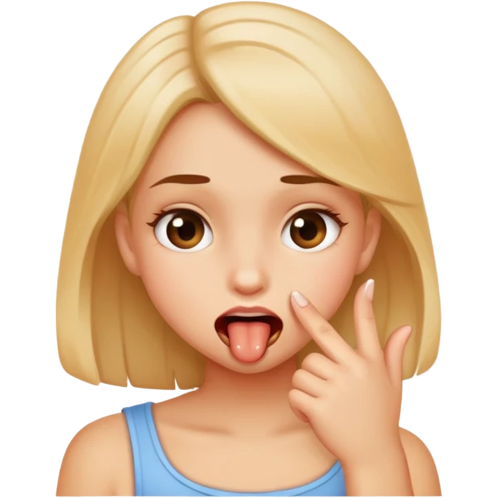 Close up of a girls lips biting on her finger  emoji