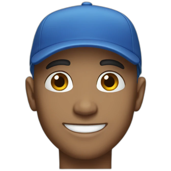 bleu eyes bald man  with cap smile emoji