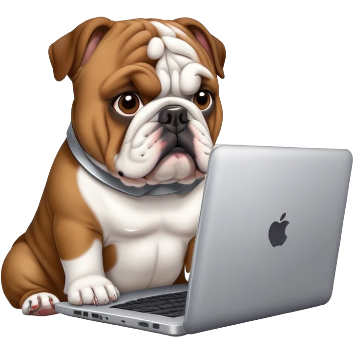 English bulldog with a laptop emoji