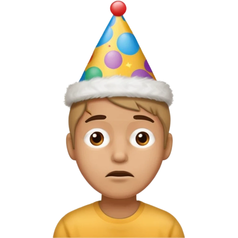 Tired but with birthday hat emoji