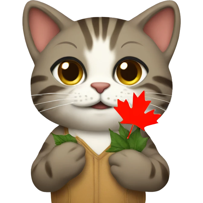 Kat holding a Canadian leaf emoji