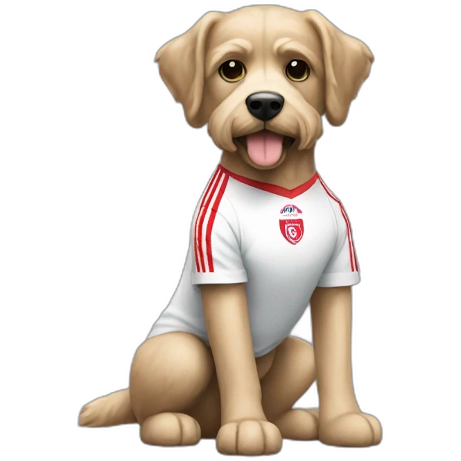 Perro caniche con la camisa de river plate emoji