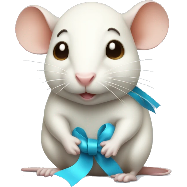 full body fat rat with light blue ribbon bow emoji