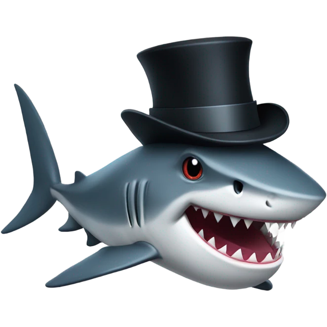 Shark with a top hat emoji