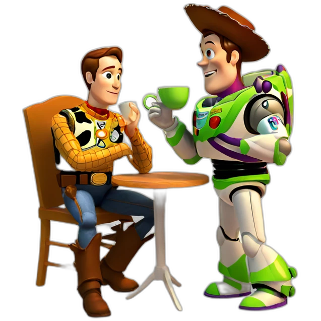Woody and buzz drinking tea emoji