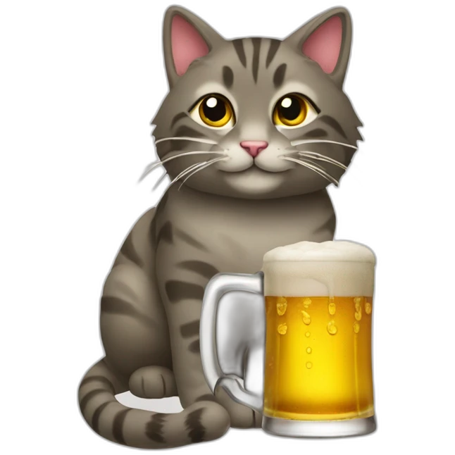 Cat drik the beer emoji