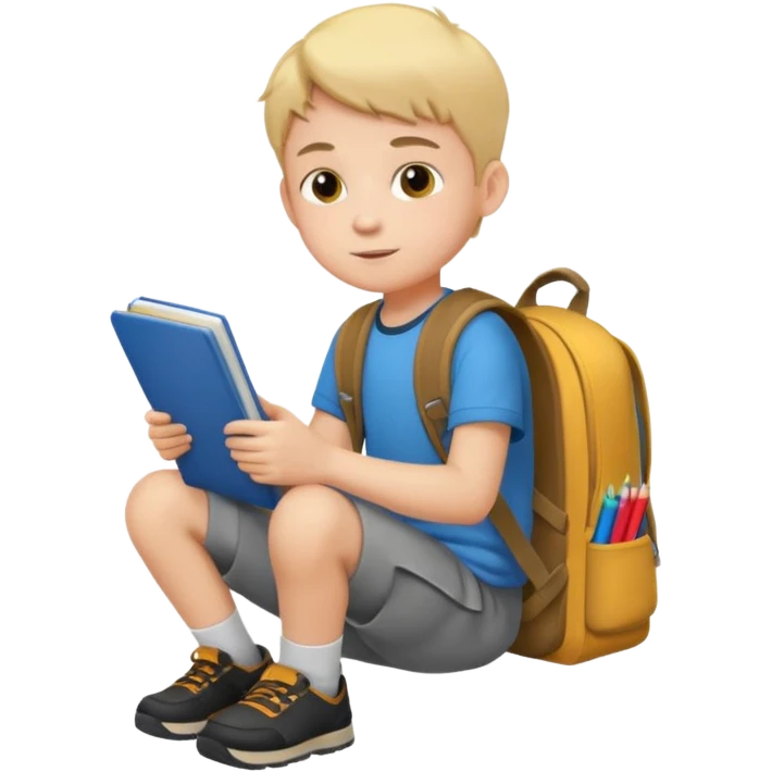 a boy sitting on school emoji