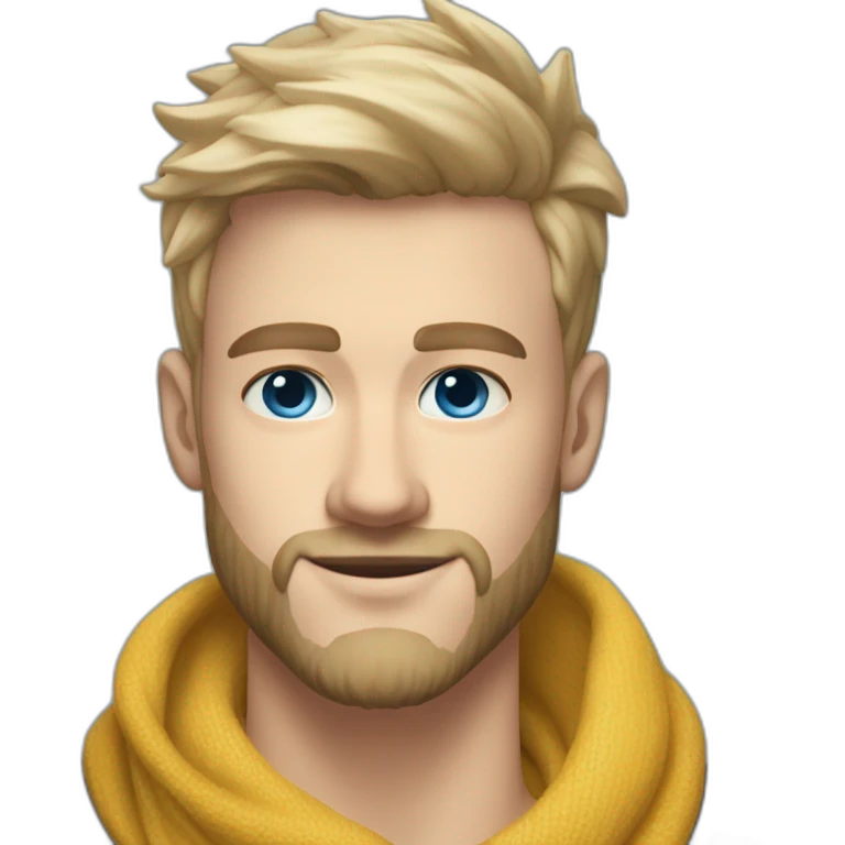 blond-guy-with-taper-fade,-straight-tiktok-guy-front-and-top-of-hair-and-dark-blonde-beard-and-blue-eyes-and-big-nose-and-scarf-on-the-middle-of-forehead emoji