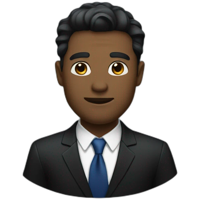 a bold man in a black suit wearing a dark blue shirt and a black ties emoji