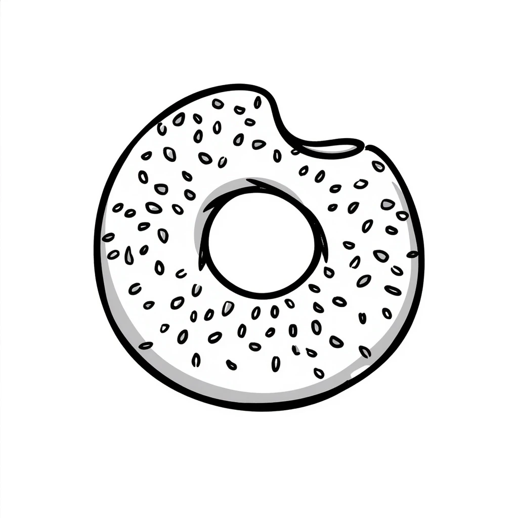 a simit, Turkish sesame bagel, hand-drawn doodle style emoji
