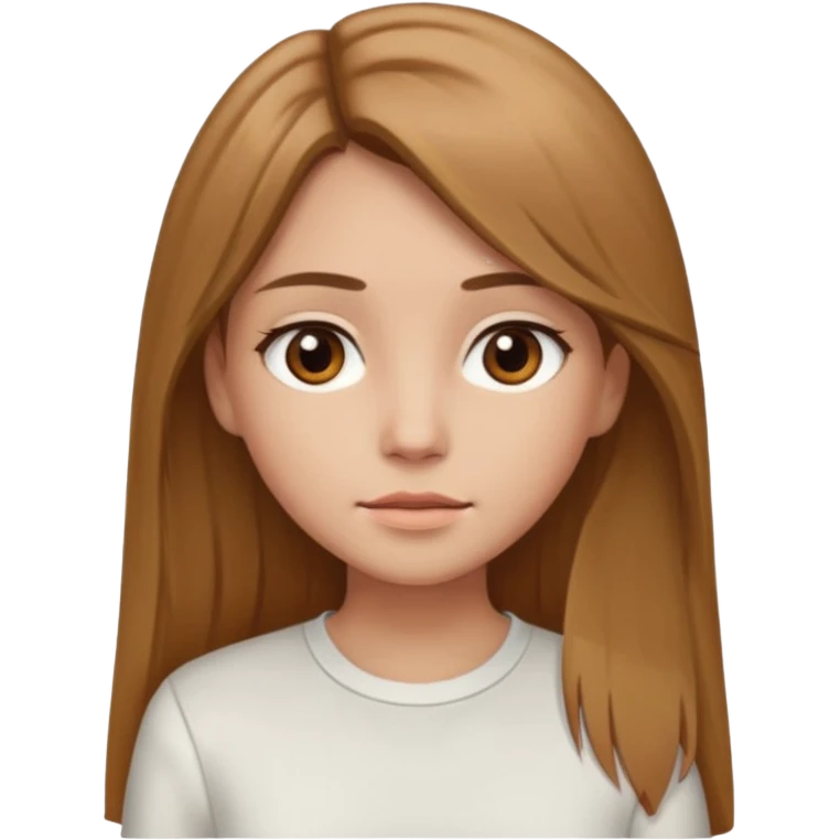 Fille brune clair raie au milieu cheveux long et yeux marron et peau beige cheveux lisse pas de4iere les oreilles  emoji