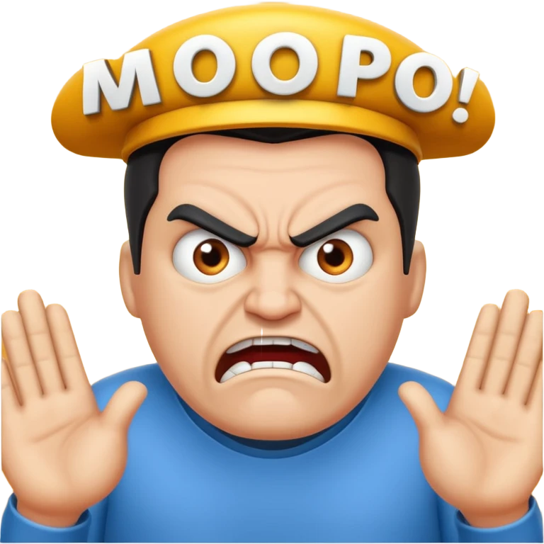Big text "mopo" above and an angry man emoji