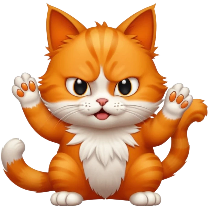 cartoon cat swiping with its paw, angry expression emoji
