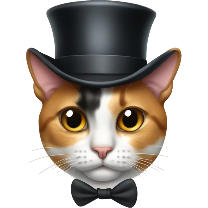 calico cat wearing a monocle and a top hat emoji