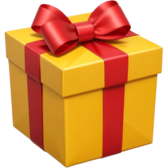 single yellow gift box with red ribbon bow, isolated on white background, high detail, soft natural lighting, no text, no watermark --ar 1:1 --v 6 emoji