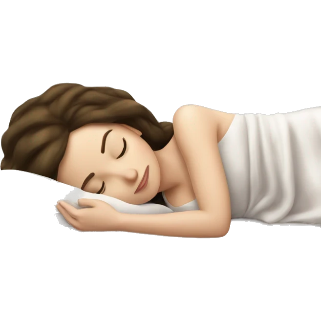 sleeping beauty brunette white girl with a silk pillow emoji