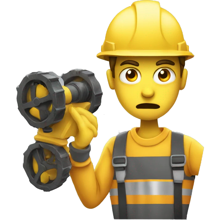 Yellow engineer with an angry face slaping his fac emoji