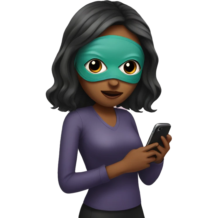 girl in mask with phone emoji