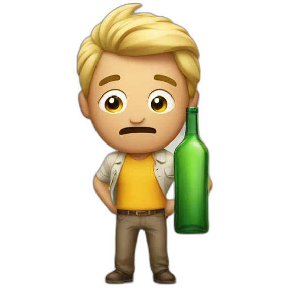 a desperate man over a bottle of liquor emoji