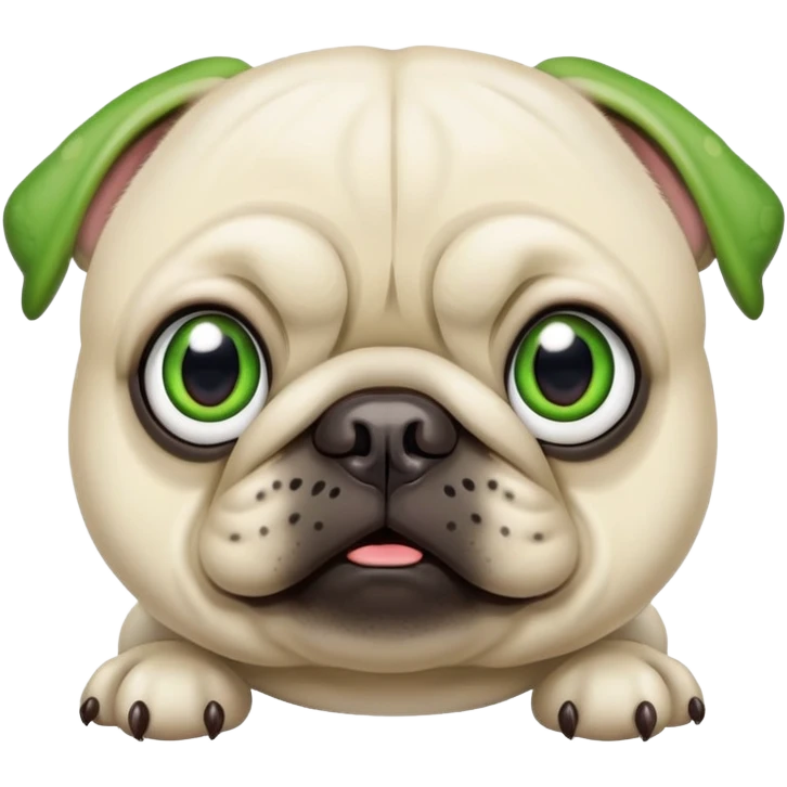 white pug with frog eyes meme Pepe emoji