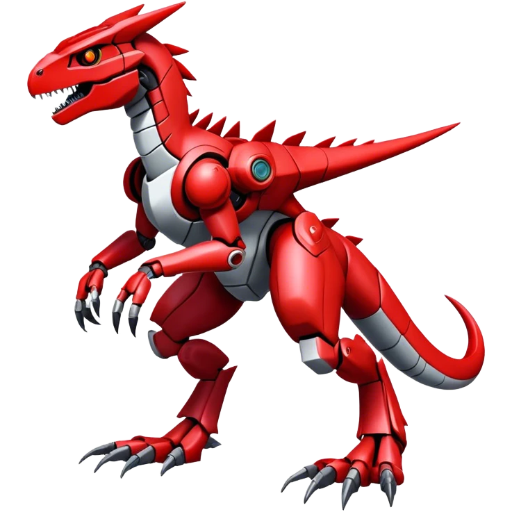  Cool Edgy Futuristic Red Digimon-Fakemon-Guilmon-Velociraptor-Mecha full body emoji