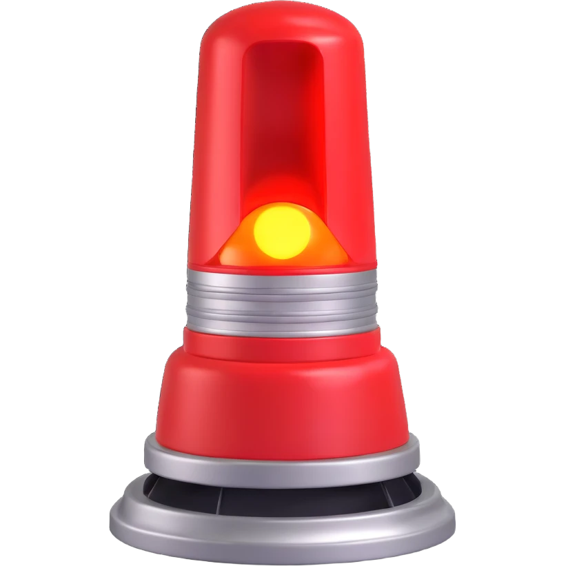 3D render of a red emergency siren light with a bright glow on top of a silver base, in Pixar-style, soft shadows, isolated on white background, professional but playful look

 emoji