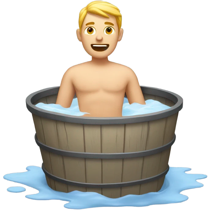 Denton style bathing with a bucket white male emoji