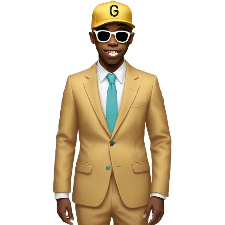 Tyler the creator with his CHROMAKOPIA tour suit emoji