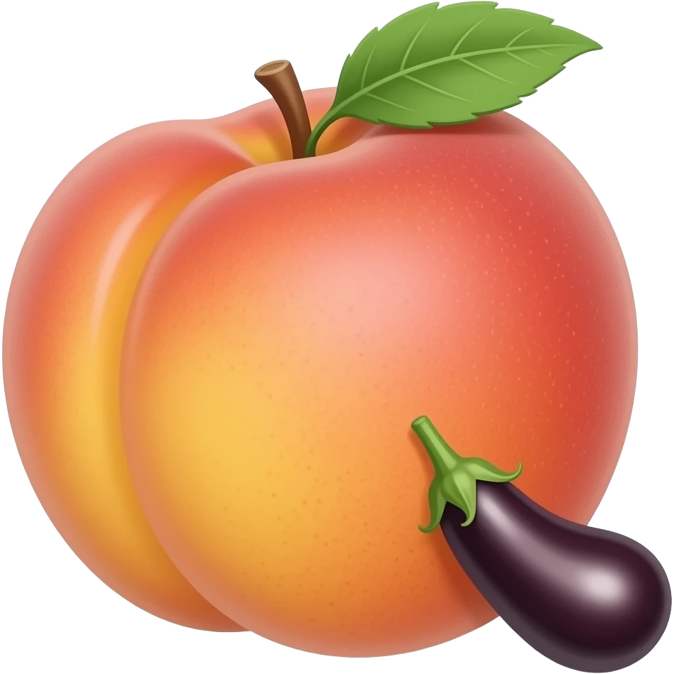 make the tip of the eggplant touch the ridge of the peach emoji