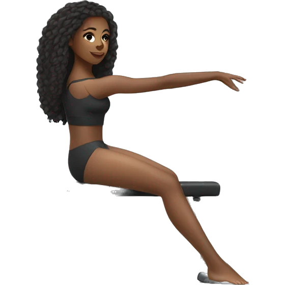 Beautiful black woman doing barre pilates with long kinky haïr emoji