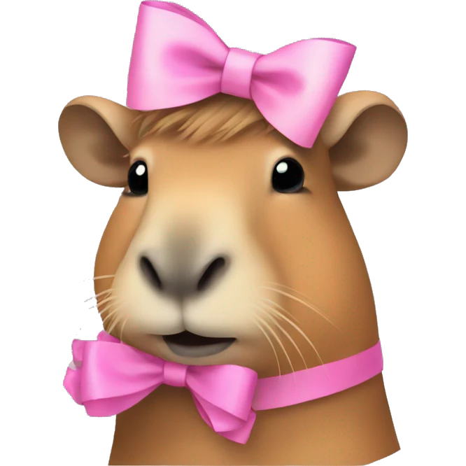 Capybara wearing a pink bow emoji